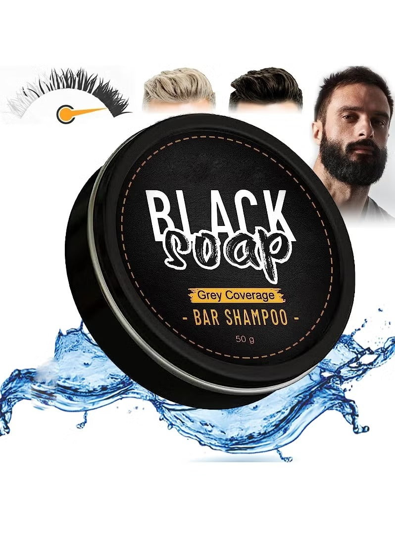 Black Shampoo Bar Soap For Men Hair and Beard Repair Soap Bar for Long Term Damage Control and Darke,Whit,Brown,Men's Hair Care